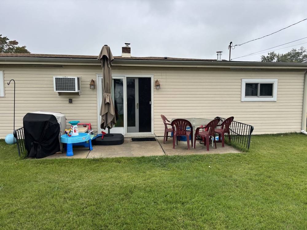 Small cracked patio before