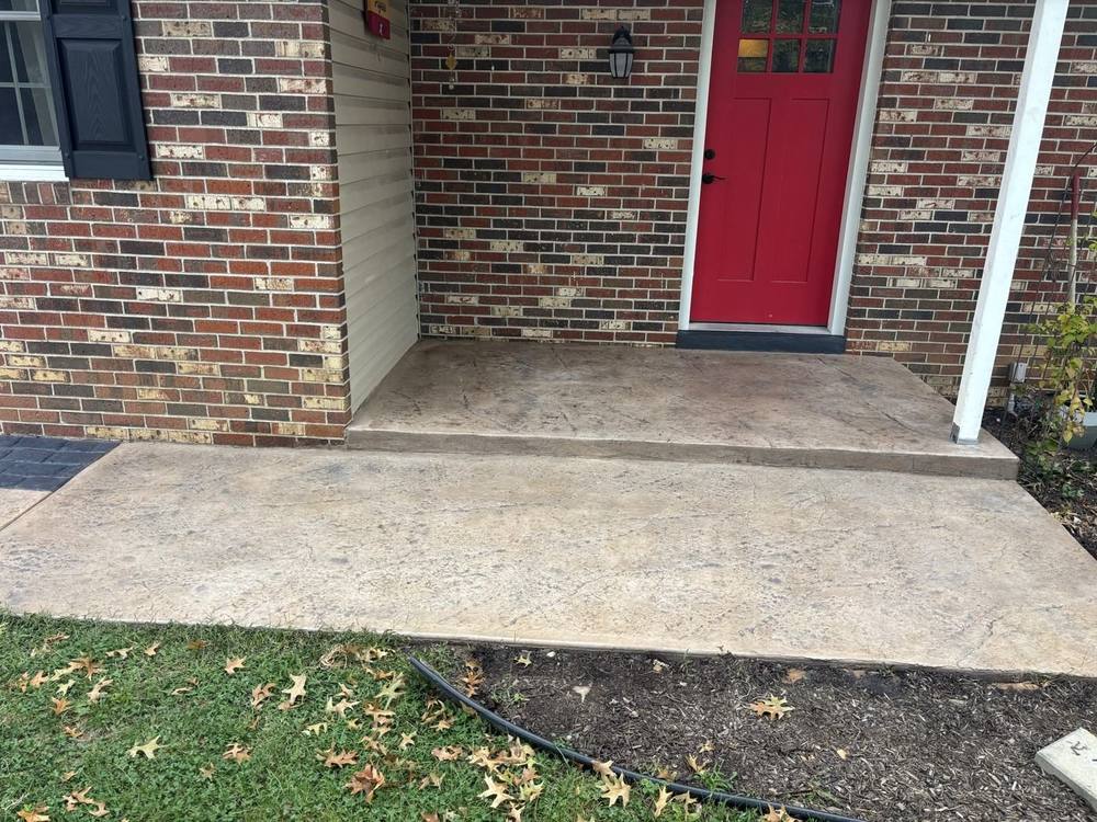 Stamped concrete walkway and front step